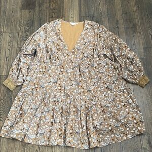 Anthropologie Brown Floral Mini Dress